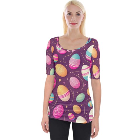 Easter Eggs Egg Wide Neckline Tee by Ravend