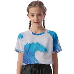 Wave Tsunami Tidal Wave Ocean Sea Water Kids  Basic Tee by Wegoenart