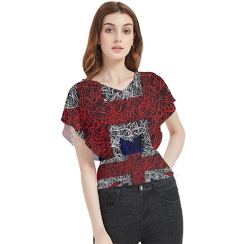 Union Jack Flag Uk Patriotic Butterfly Chiffon Blouse by Celenk