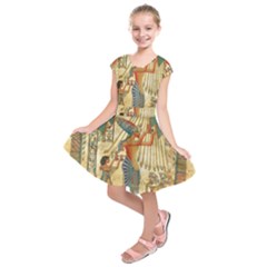 Egyptian Man Sun God Ra Amun Kids  Short Sleeve Dress by Celenk