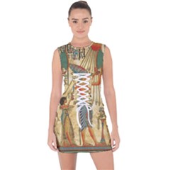 Egyptian Man Sun God Ra Amun Lace Up Front Bodycon Dress by Celenk