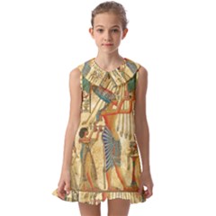 Egyptian Man Sun God Ra Amun Kids  Pilgrim Collar Ruffle Hem Dress by Celenk