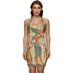 Egyptian Man Sun God Ra Amun Sleeveless Wide Square Neckline Ruched Bodycon Dress by Celenk