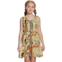 Egyptian Man Sun God Ra Amun Kids  Sleeveless Tiered Mini Dress by Celenk