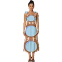 Dessert Food Donut Sweet Decor Chocolate Bread Tie-Strap Tiered Midi Chiffon Dress View1