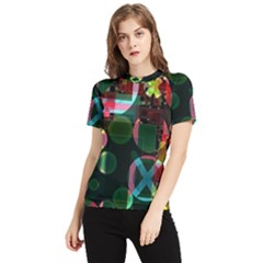 Abstract Color Texture Creative Women s Short Sleeve Rash Guard by Uceng