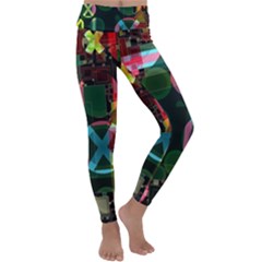 Abstract Color Texture Creative Kids  Lightweight Velour Classic Yoga Leggings by Uceng