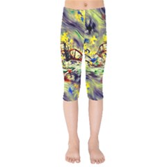 Abstract Arts Psychedelic Art Experimental Kids  Capri Leggings  by Uceng