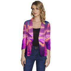 Fantasy Art Wallpaper Artwork Desktop Women s One-button 3/4 Sleeve Short Jacket by Uceng