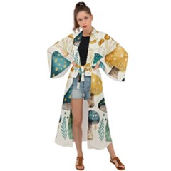 Mushroom Forest Fantasy Flower Nature Maxi Kimono by Uceng