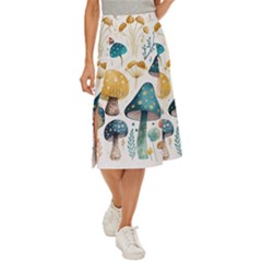 Mushroom Forest Fantasy Flower Nature Midi Panel Skirt by Uceng