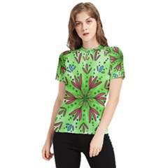 Flower Mandala Art Drawing Spring Background Women s Short Sleeve Rash Guard by Uceng