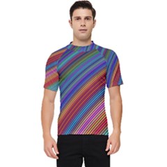 Multicolored Stripe Curve Striped Background Men s Short Sleeve Rash Guard by Uceng