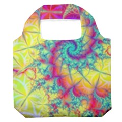 Fractal Spiral Abstract Background Vortex Yellow Premium Foldable Grocery Recycle Bag by Uceng