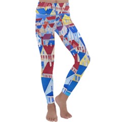 City Houses Cute Drawing Landscape Village Kids  Lightweight Velour Classic Yoga Leggings by Uceng