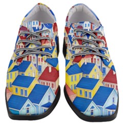 City Houses Cute Drawing Landscape Village Women Heeled Oxford Shoes by Uceng