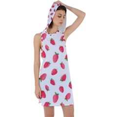 Strawberry Racer Back Hoodie Dress by SychEva