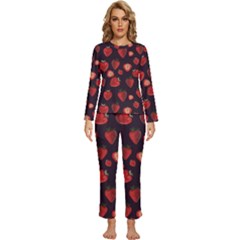 Watercolor Strawberry Womens  Long Sleeve Lightweight Pajamas Set by SychEva