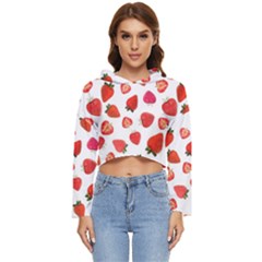 Strawberries Women s Lightweight Cropped Hoodie by SychEva