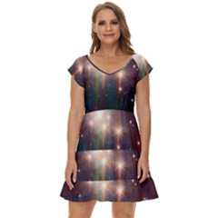 Astrology Astronomical Cluster Galaxy Nebula Short Sleeve Tiered Mini Dress by Jancukart