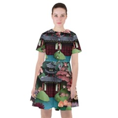 Japanese Garden Flowers Landscape Sailor Dress by danenraven