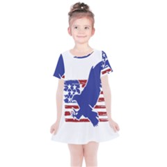 Usa Flag Eagle Symbol American Bald Eagle Country Kids  Simple Cotton Dress by Wegoenart