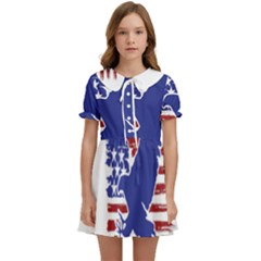 Usa Flag Eagle Symbol American Bald Eagle Country Kids  Sweet Collar Dress by Wegoenart