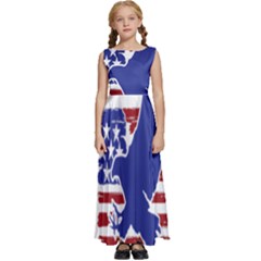 Usa Flag Eagle Symbol American Bald Eagle Country Kids  Satin Sleeveless Maxi Dress by Wegoenart