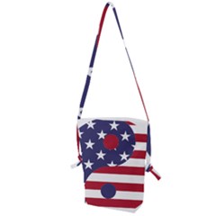 Yang Yin America Flag Abstract Art Asian Balance Folding Shoulder Bag by Wegoenart