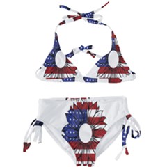 Us Flag Flower Sunshine Flag America Usa Kids  Classic Bikini Set by Wegoenart