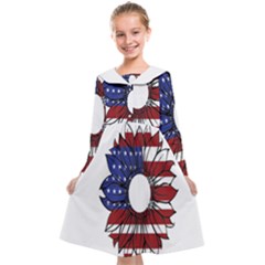 Us Flag Flower Sunshine Flag America Usa Kids  Midi Sailor Dress by Wegoenart