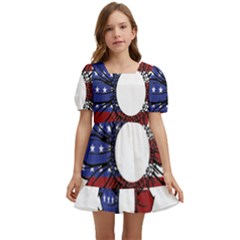 Us Flag Flower Sunshine Flag America Usa Kids  Short Sleeve Dolly Dress by Wegoenart