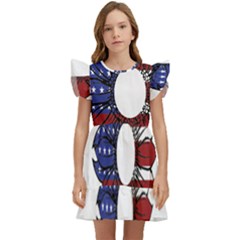 Us Flag Flower Sunshine Flag America Usa Kids  Winged Sleeve Dress by Wegoenart