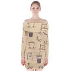 Coffee-56 Long Sleeve Off Shoulder Dress by nateshop