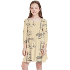 Coffee-56 Kids  Quarter Sleeve Skater Dress by nateshop