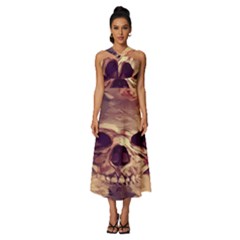 Day-of-the-dead Sleeveless Cross Front Cocktail Midi Chiffon Dress by nateshop