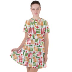 Vegetables Short Sleeve Shoulder Cut Out Dress  by SychEva