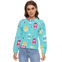 Owls Owl Bird Cute Animal Art Vector  Pattern Colorful Women s Long Sleeve Raglan Tee View1