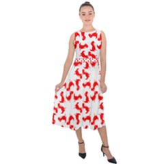 Lonely T-rex Dinosaur Dinosaur Game Pattern Midi Tie-back Chiffon Dress by Ravend