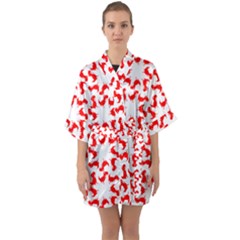 Lonely T-rex Dinosaur Dinosaur Game Pattern Half Sleeve Satin Kimono  by Ravend