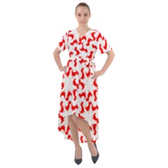 Lonely T-rex Dinosaur Dinosaur Game Pattern Front Wrap High Low Dress by Ravend