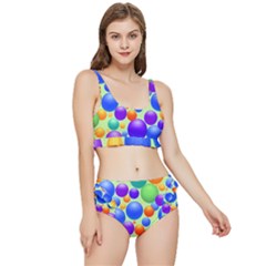 Background Pattern Design Colorful Bubbles Frilly Bikini Set by Ravend