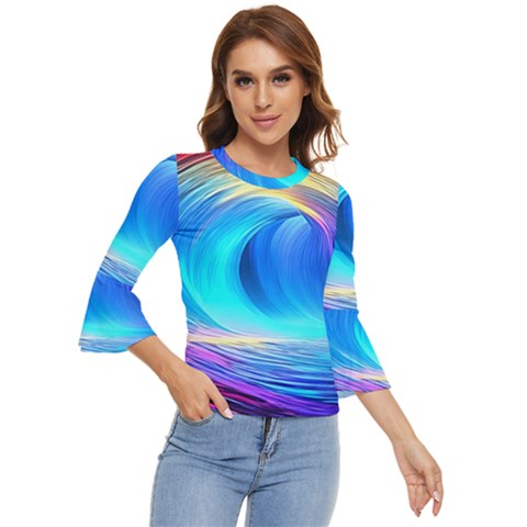 Art Fantasy Painting Colorful Pattern Design Bell Sleeve Top by Ravend