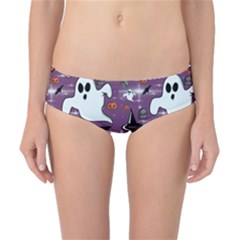 Pumpkin Ghost Witch Hat Halloween Sketch Holiday Classic Bikini Bottoms by Ravend