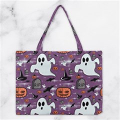 Pumpkin Ghost Witch Hat Halloween Sketch Holiday Medium Tote Bag by Ravend