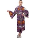 Pumpkin Ghost Witch Hat Halloween Sketch Holiday Maxi Velvet Kimono View1