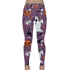 Pumpkin Ghost Witch Hat Halloween Sketch Holiday Lightweight Velour Classic Yoga Leggings by Ravend