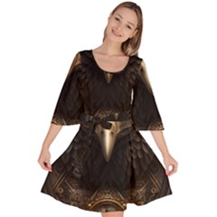 Eagle Ornate Pattern Feather Texture Velour Kimono Dress by Ravend