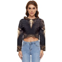 Eagle Ornate Pattern Feather Texture Women s Lightweight Cropped Hoodie by Ravend