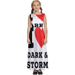 I Love Dark And Storm Kids  Satin Sleeveless Maxi Dress by ilovewhateva